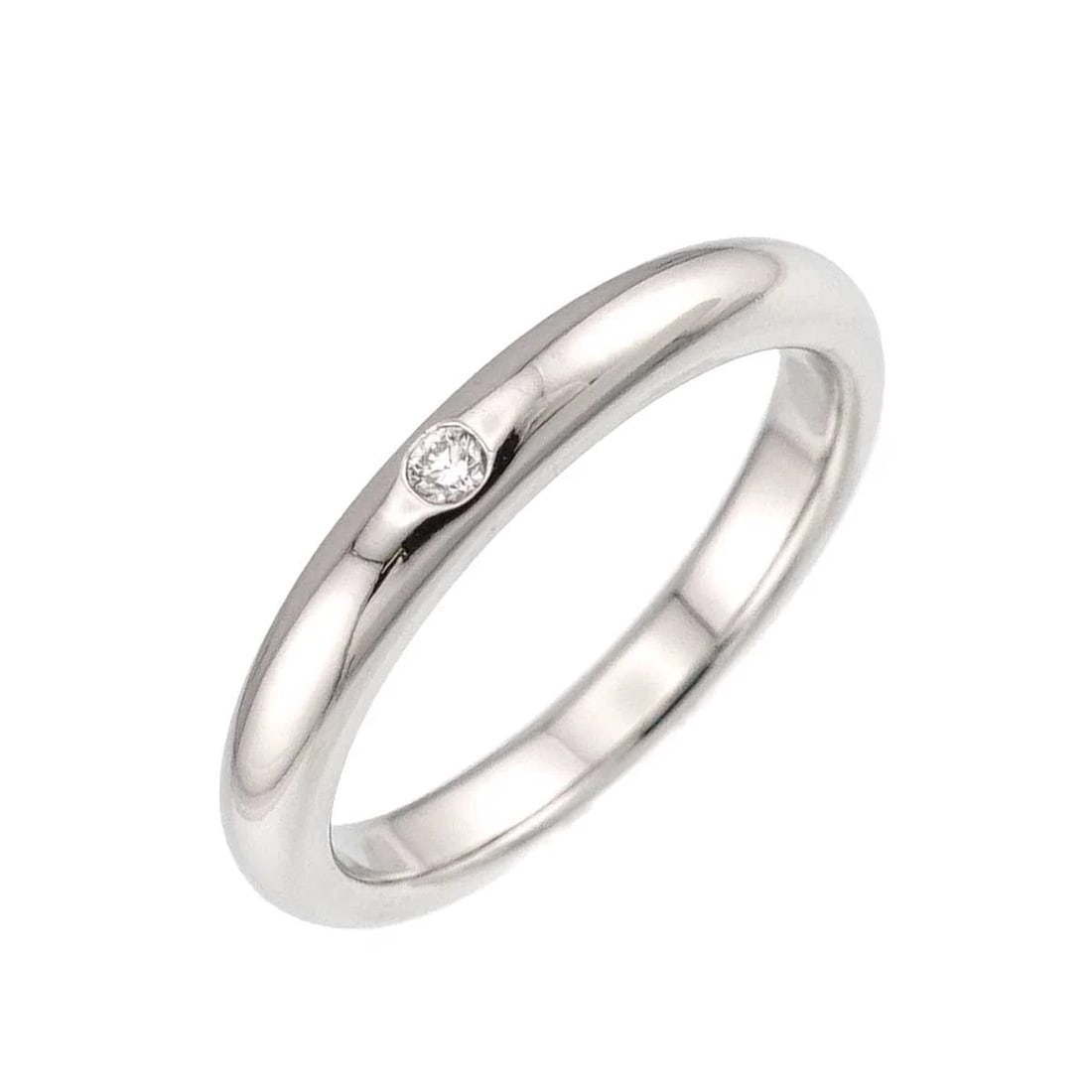 TIFFANY CO. STACKING BAND RING DIAMOND 1P PLATINUM: TIFFANY Co. Stacking Band Ring Diamond 1P Platinum Brand: TIFFANY Co. Type/Style: Ring Material: Platinum Main Stone Natural Color: Platinum Size: 4.75-5(US) Accessories: None Accessories Notice: