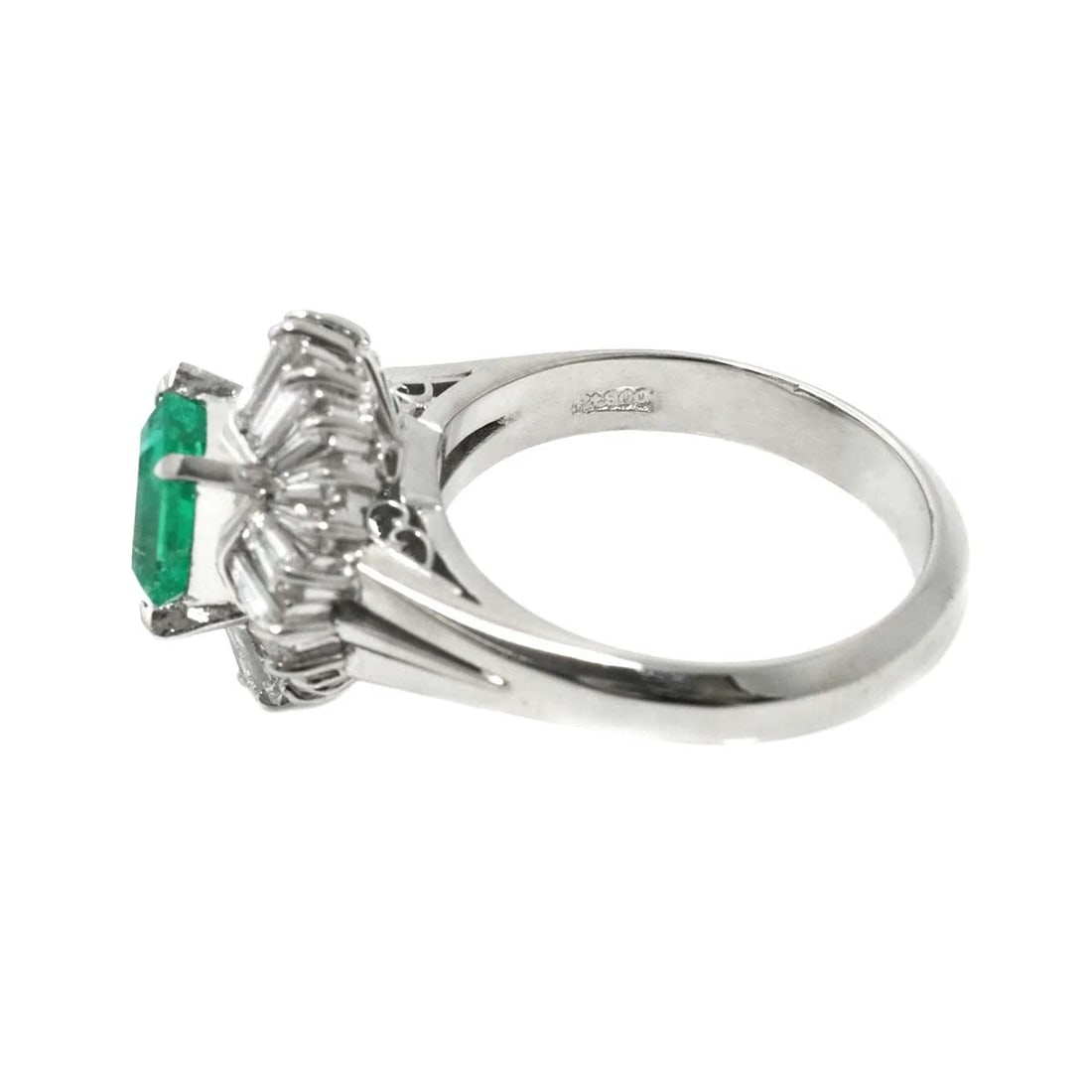 EMERALD DIAMOND RING PT PLATINUM - 4