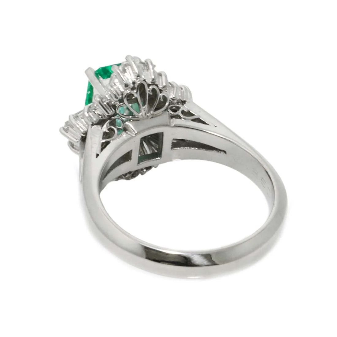 EMERALD DIAMOND RING PT PLATINUM - 5