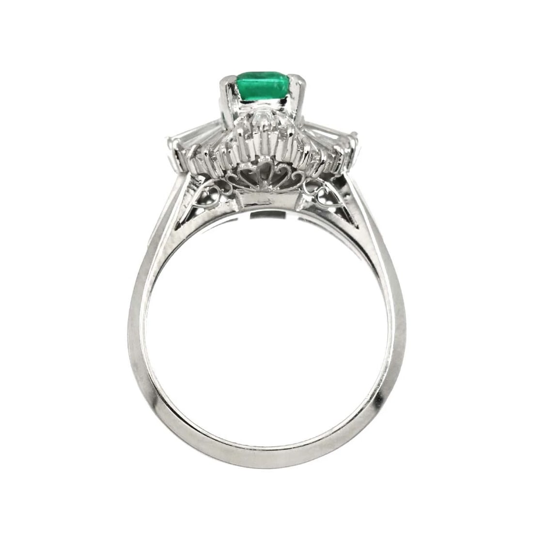 EMERALD DIAMOND RING PT PLATINUM - 6