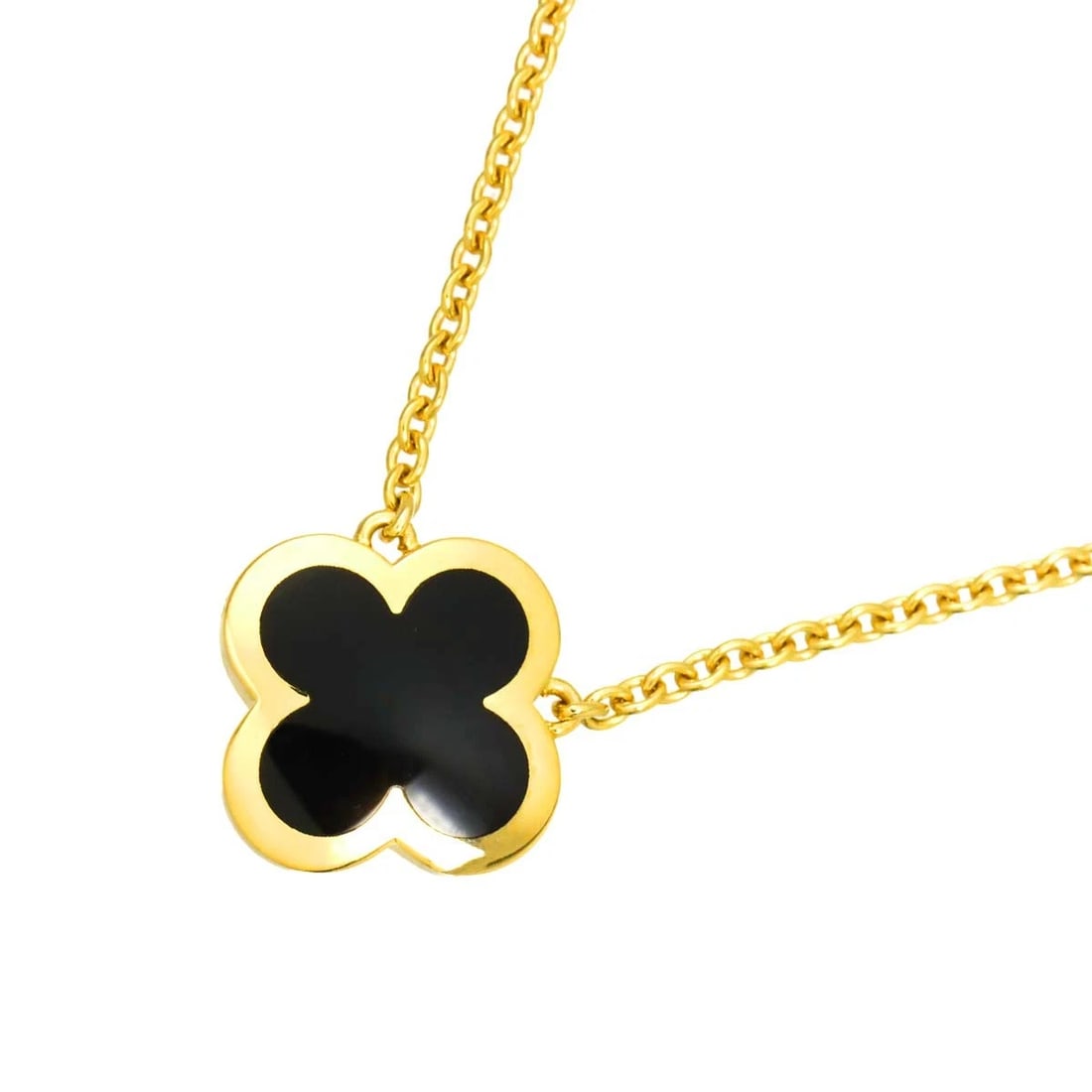 VAN CLEEF ARPELS PURE ALHAMBRA ONYX NECKLACE 18K YG (1 of 5)
