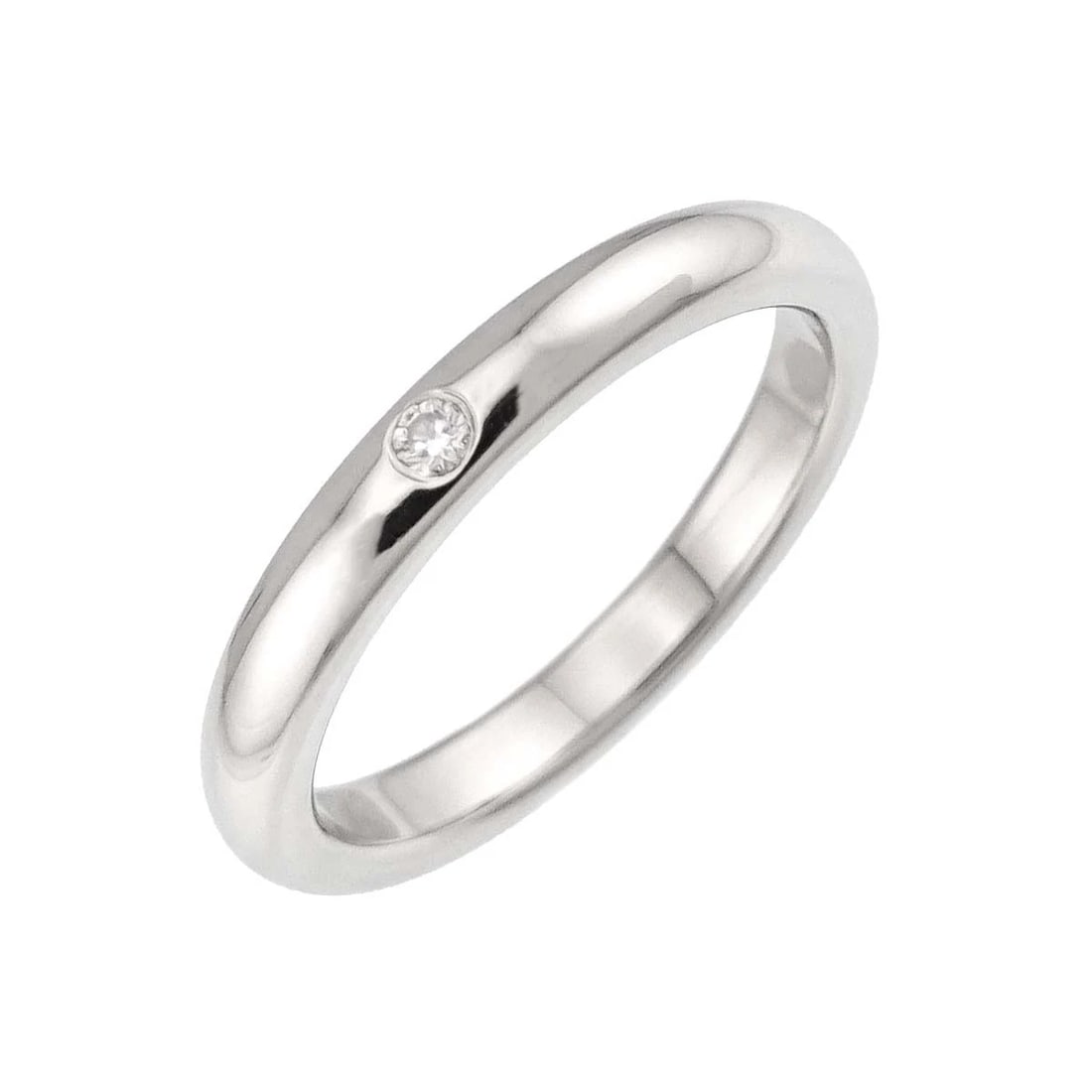 TIFFANY CO. STACKING BAND RING DIAMOND 1P PLATINUM: TIFFANY Co. Stacking Band Ring Diamond 1P Platinum Brand: TIFFANY Co. Type/Style: Ring Material: Platinum Main Stone Natural Color: Platinum Size: 4.5(US) Accessories: None Accessories Not