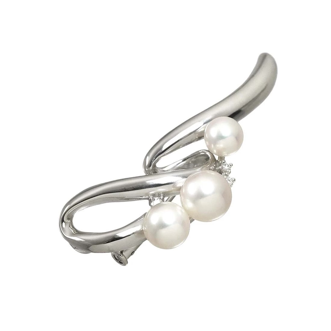 TASAKI AKOYA PEARL DIAMOND BROOCH PT PLATINUM (1 of 4)