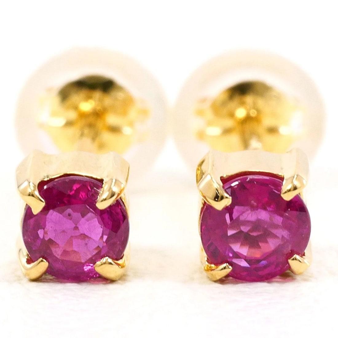 18K YELLOW GOLD EARRINGS RUBY - 2