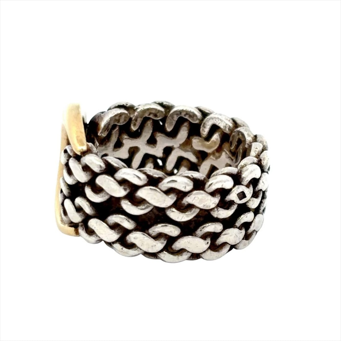 HERMES SANGLE DE RING SILVER YELLOW GOLD - 3