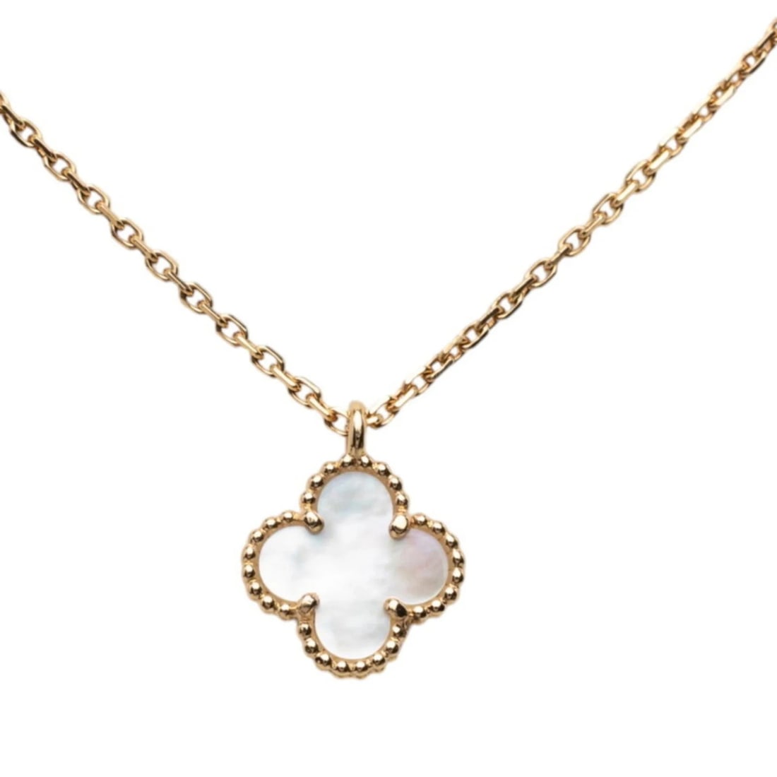 VAN CLEEF & ARPELS SWEET ALHAMBRA PENDANT NECKLACE: Van Cleef & Arpels Sweet Alhambra Pendant Necklace Brand: Van Cleef & Arpels Type/Style: Pendant necklace Material: Mother of pearl Yellow gold (18K) Color: None Size: Neck Circumference 40.5 cm /