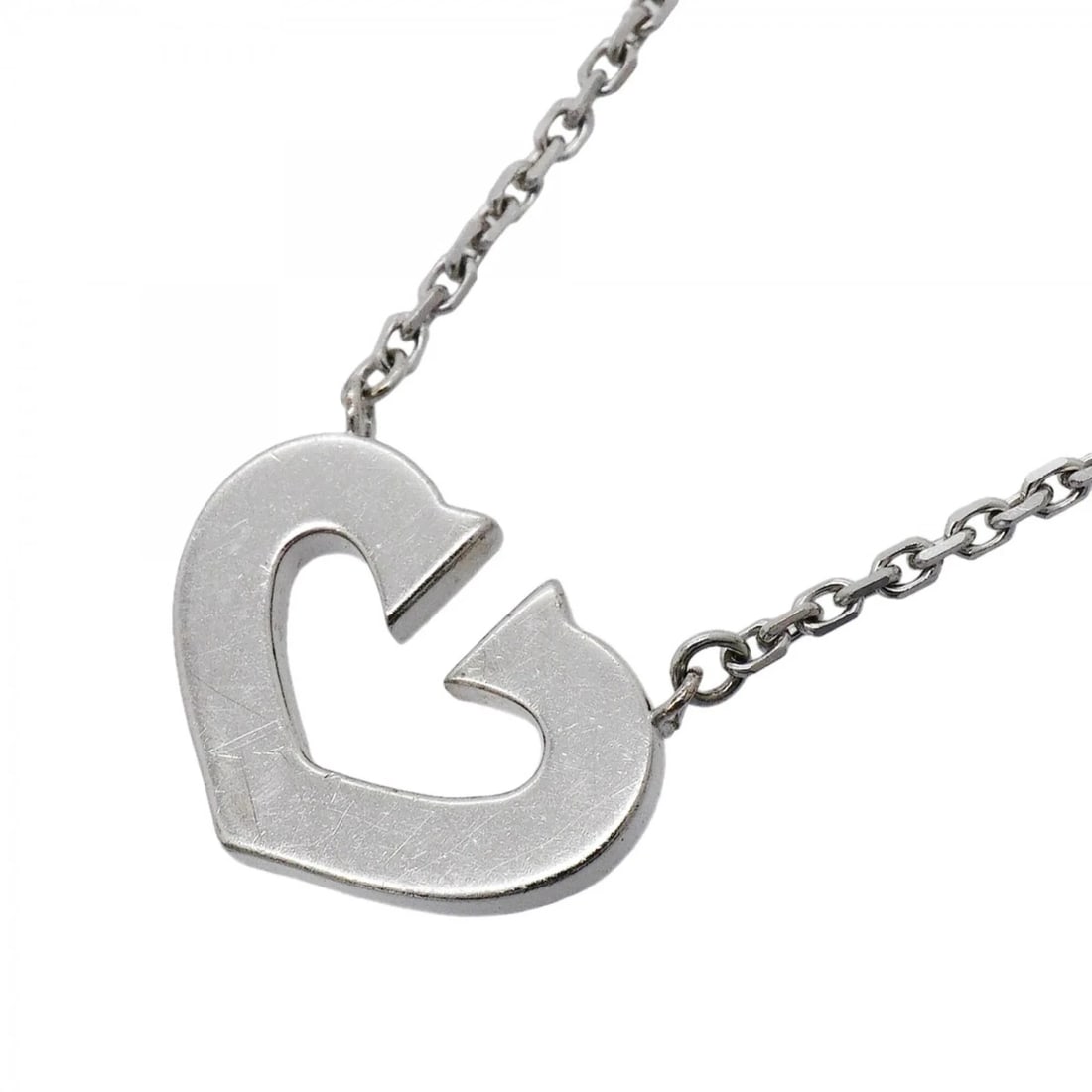 CARTIER C HEART NECKLACE 18K WHITE GOLD: Cartier C Heart Necklace, 18K White Gold Brand: Cartier Type/Style: Necklace Material: White gold (18K) Color: White gold Size: Neck Circumference 40.5 cm / 15.94'' Pendant Size 12.8mm x 16.8mm /