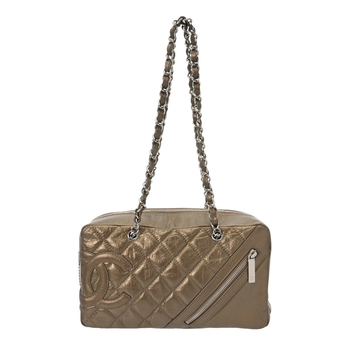 CHANEL LAMBSKIN METALLIC GOLD SHOULDER BAG (1 of 6)