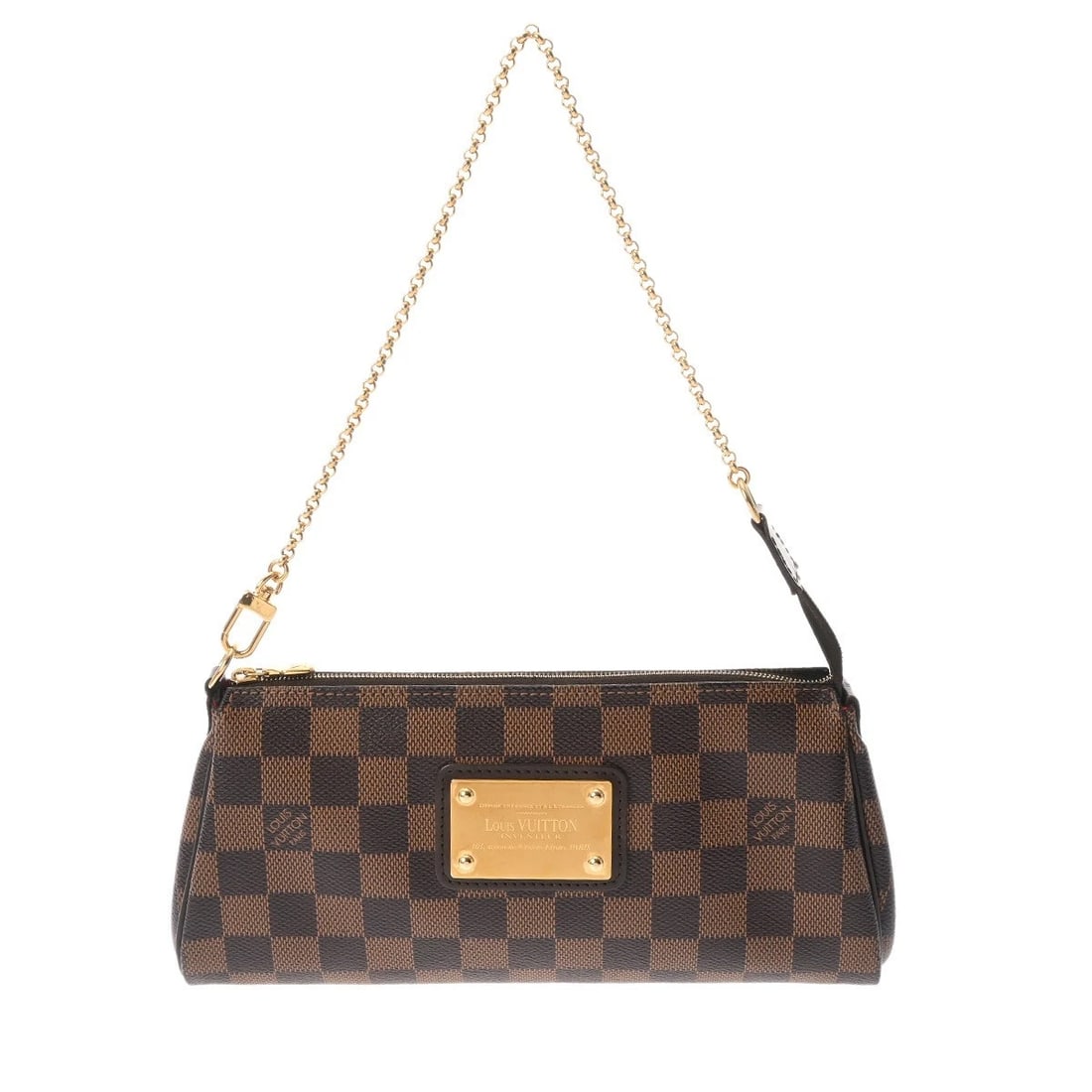 LOUIS VUITTON EVA DAMIER CANVAS BROWN SHOULDER BAG: LOUIS VUITTON Eva Damier canvas Brown Shoulder Bag Brand: LOUIS VUITTON Type/Style: Shoulder Bag Material: Damier canvas Color: Brown Size: H:about 4.9inch W:about 9.6inch D:about 1.6inch Accessor