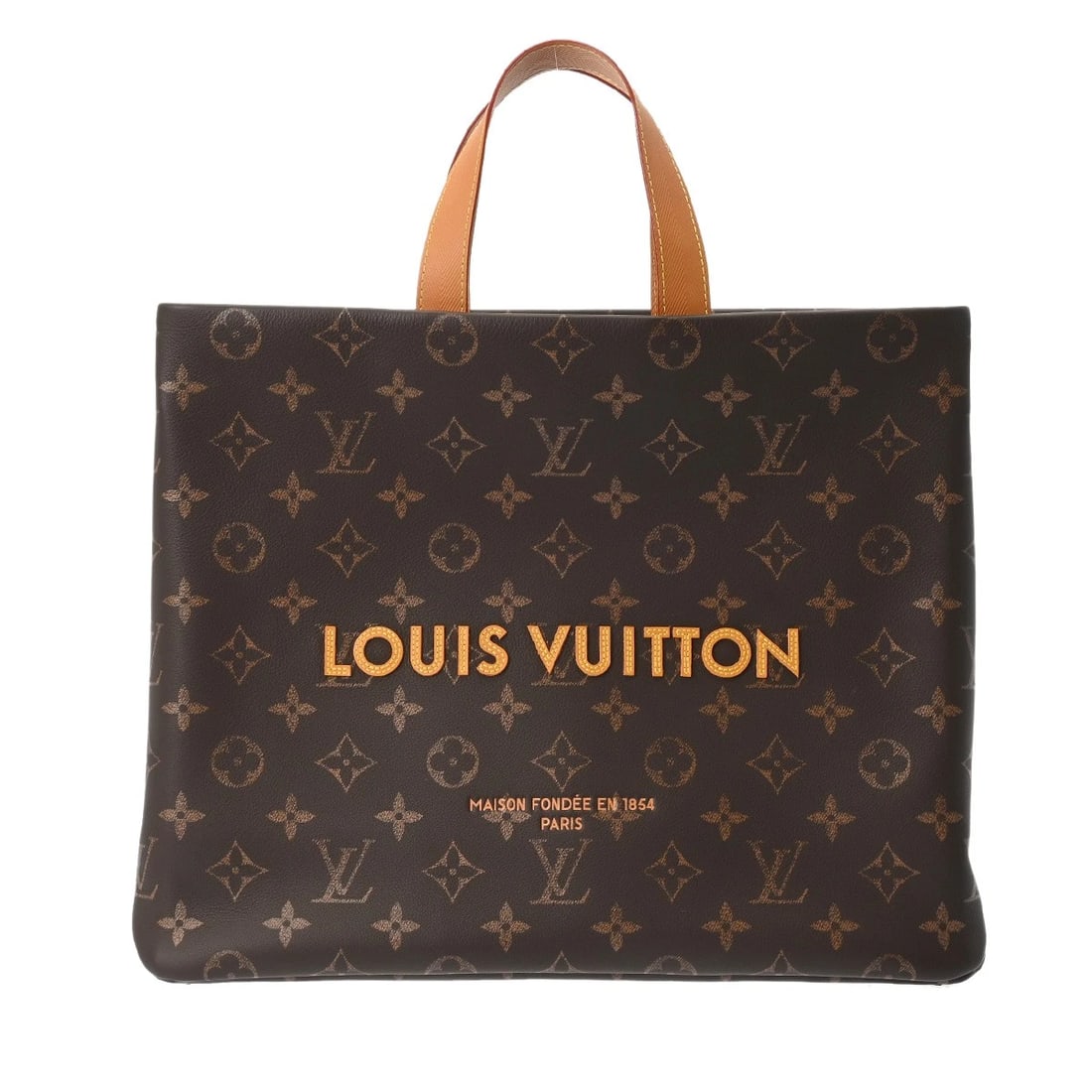 LOUIS VUITTON SHOPPER TOTE MM MONOGRAM BROWN TOTE BAG: LOUIS VUITTON Shopper Tote MM Monogram Brown Tote Bag Brand: LOUIS VUITTON Type/Style: Tote Bag Material: Calf leather Color: Brown ? Gold Metal Size: H:about 13.0inch W:about 15.9inch (Bottom) D:abou