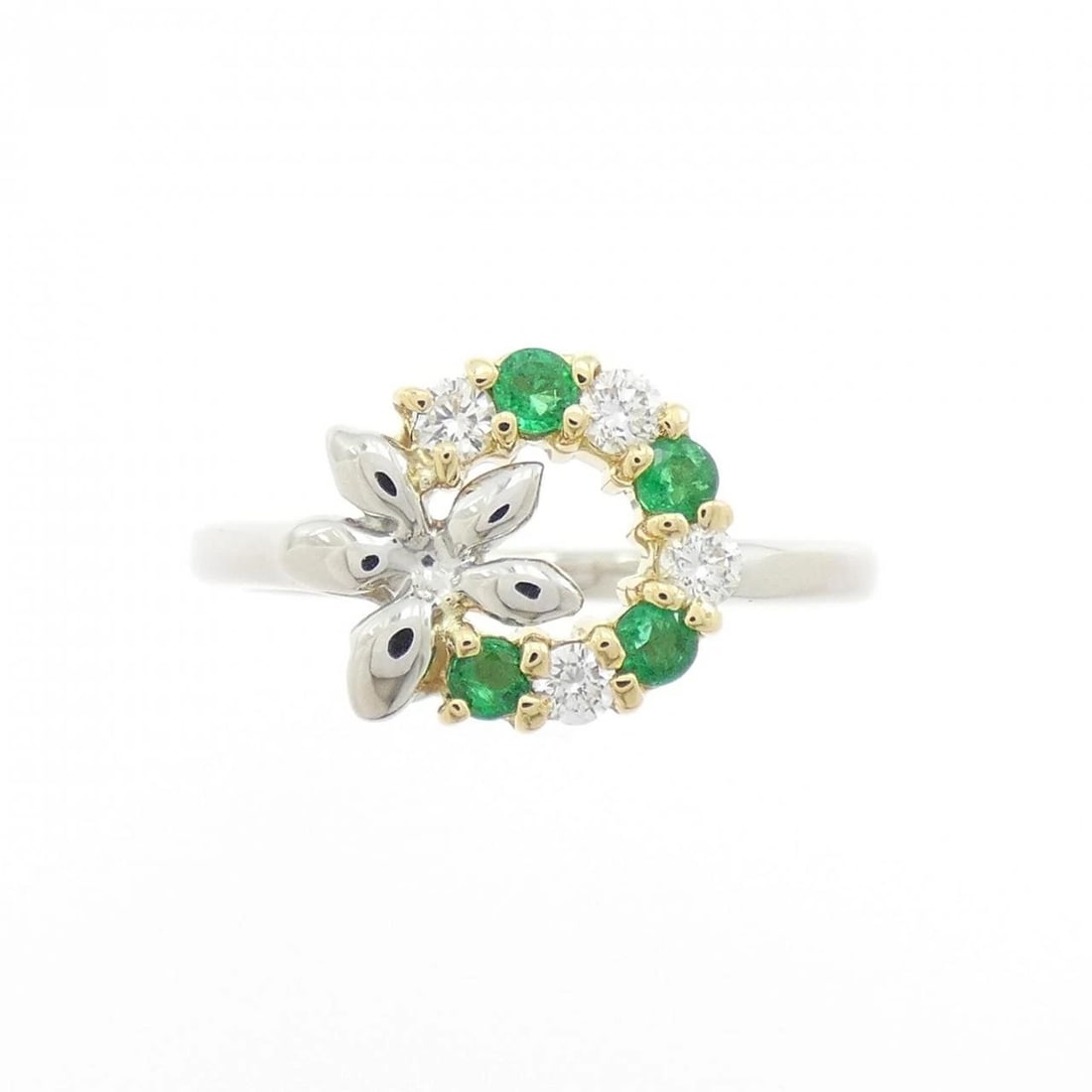 PT900/K18YG EMERALD RING - 2
