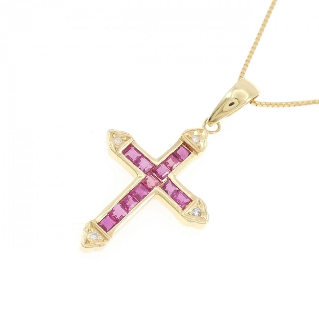 K18YG CROSS RUBY NECKLACE - 3