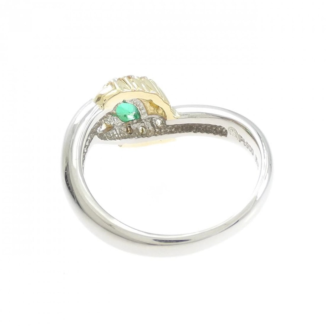 PT900/K18YG EMERALD RING - 2