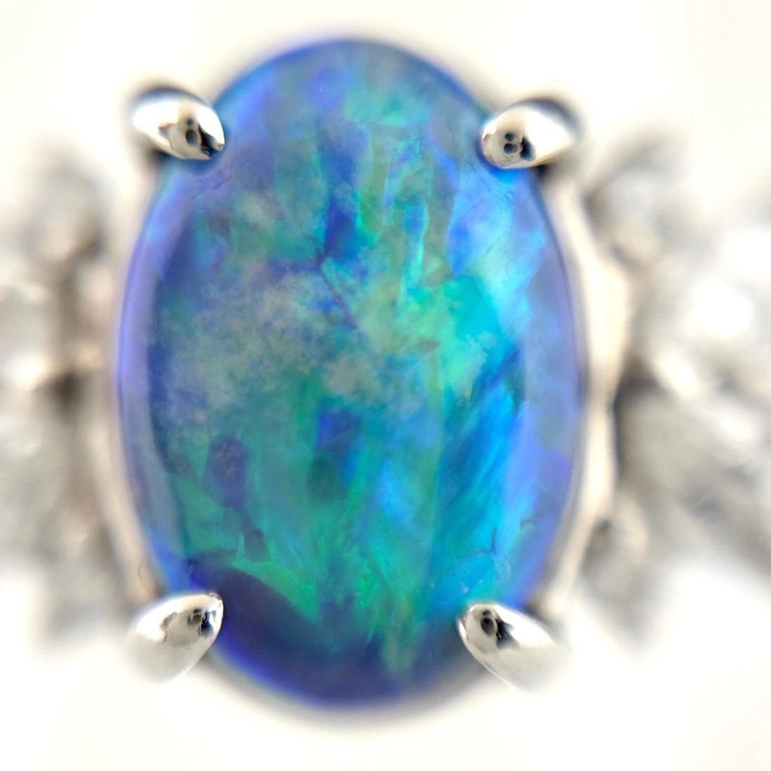 BLACK OPAL DESIGN RING PLATINUM - 2