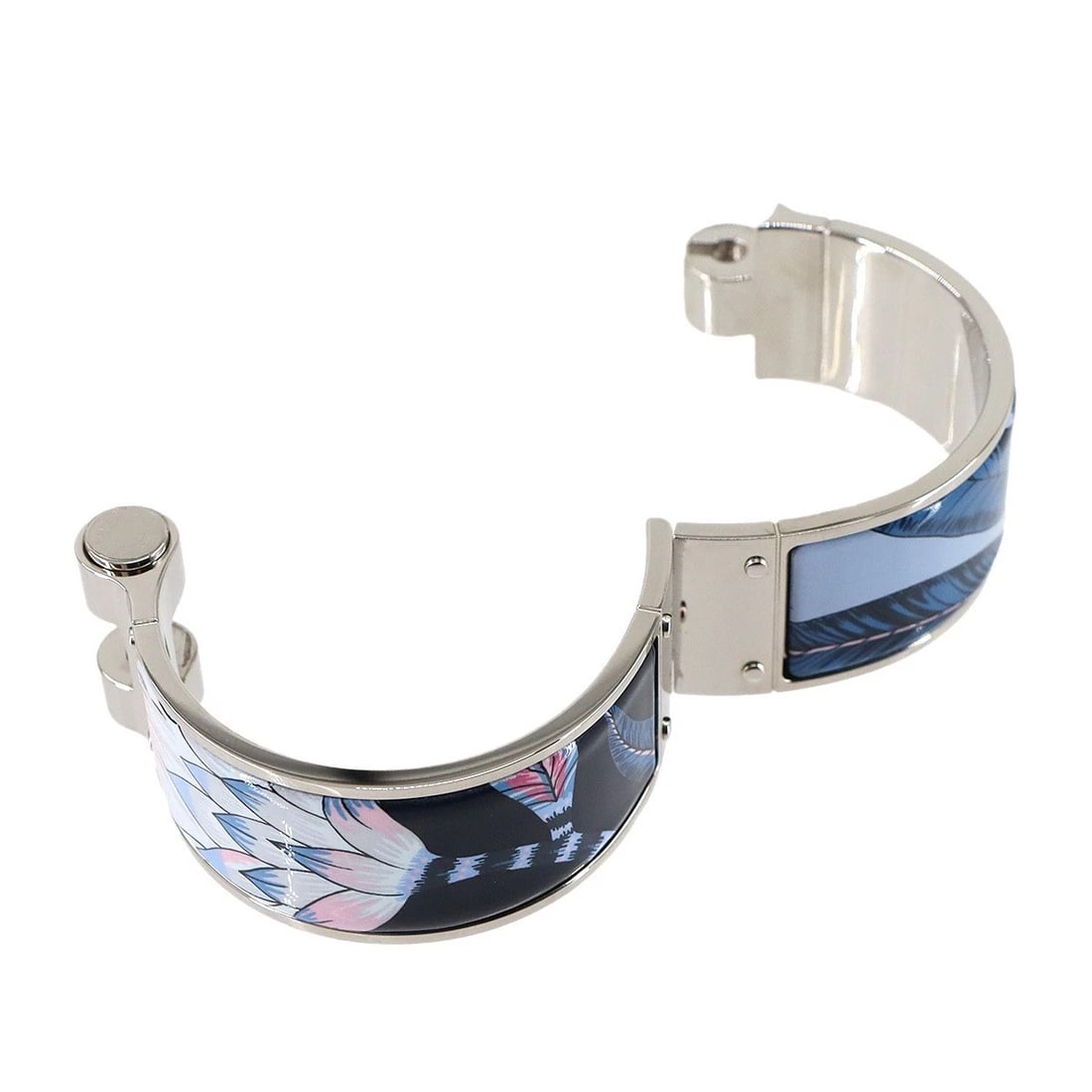 HERMES CHARNIERE LARGE BANGLE MULTICOLOR SILVER - 3