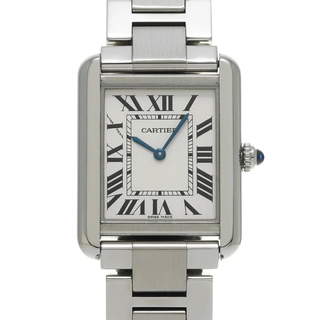 CARTIER TANK SOLO STAINLESS STEEL WATCH: CARTIER Tank Solo Stainless Steel watch Brand: CARTIER Type/Style: Wristwatch Material: Case Material Stainless Steel Color: Dial Color Silver Size: Case: Height/30.5mm Width/24mm Wrist Circumference: