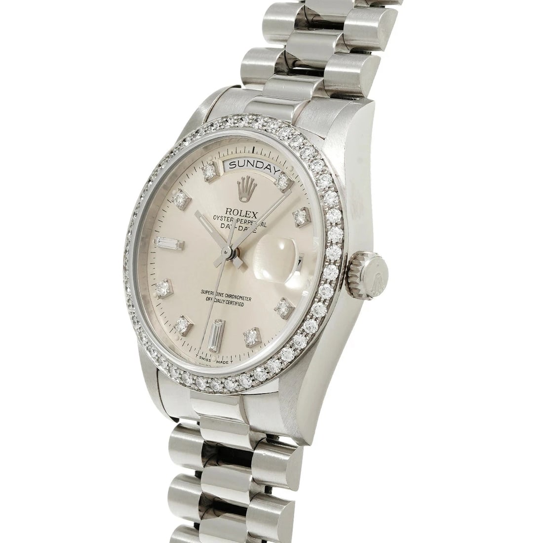 ROLEX DATE PLATINUM WATCH - 2
