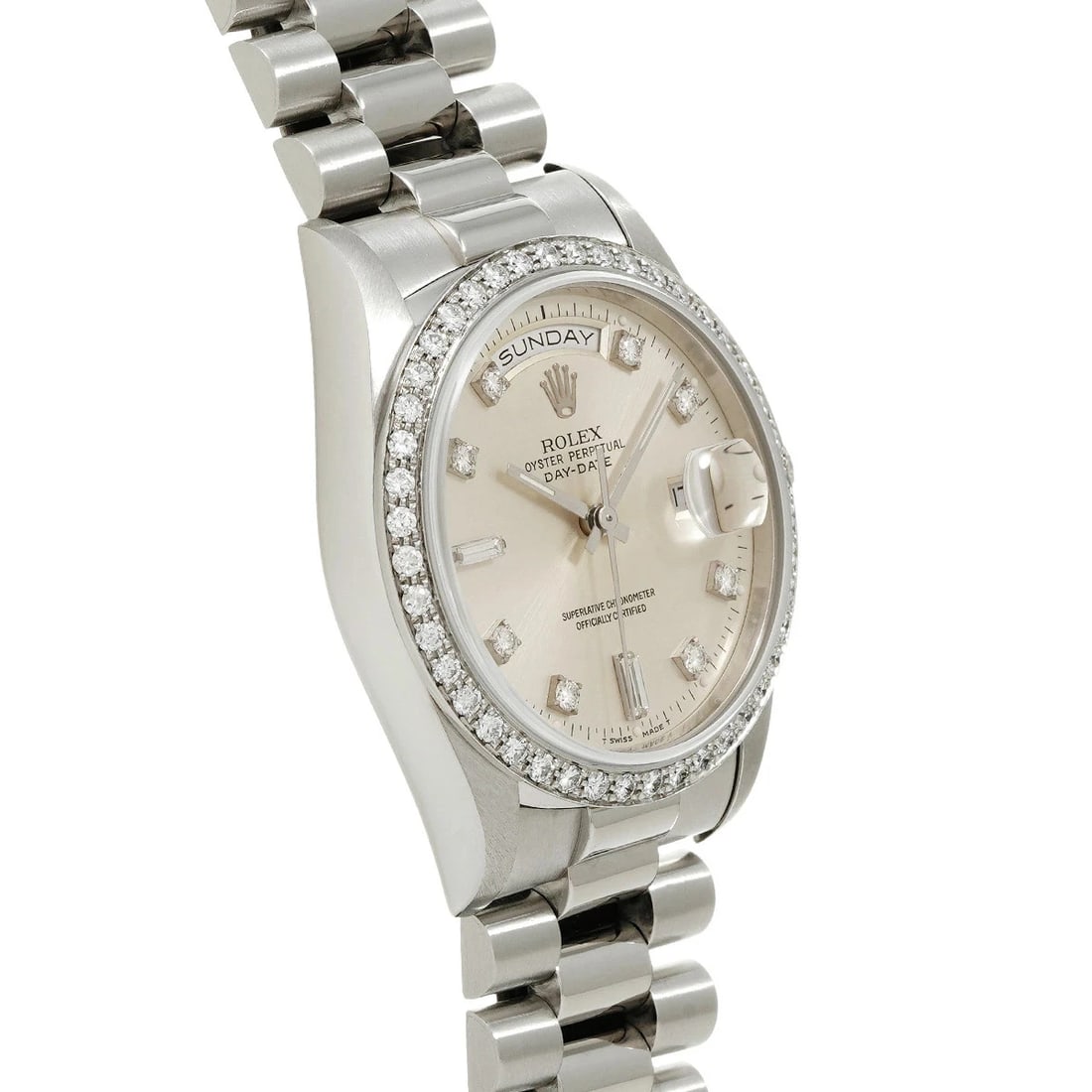 ROLEX DATE PLATINUM WATCH - 3
