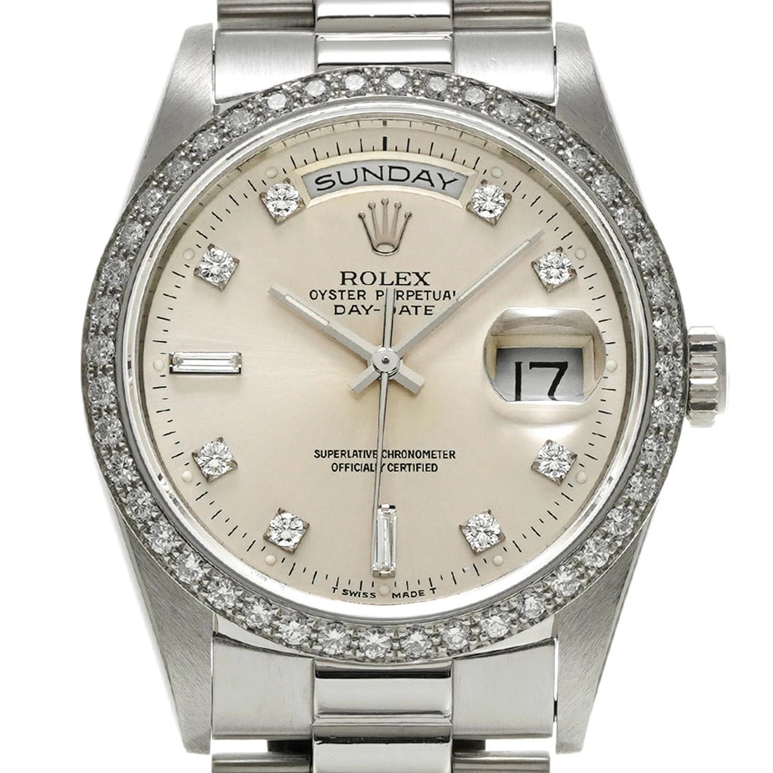 ROLEX DATE PLATINUM WATCH - 4