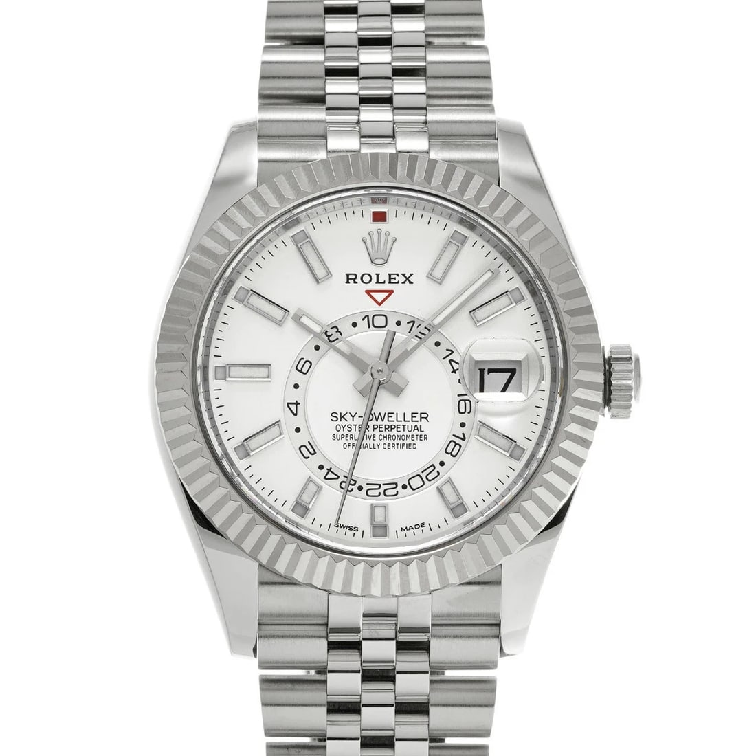 ROLEX SKYDWELLER STAINLESS STEEL WATCH: ROLEX SkyDweller Stainless Steel watch Brand: ROLEX Type/Style: Wristwatch Material: Case Material Stainless Steel Color: Dial Color white Size: Case: Length/42mm Width/42mm Wrist Circumference: 18.5c