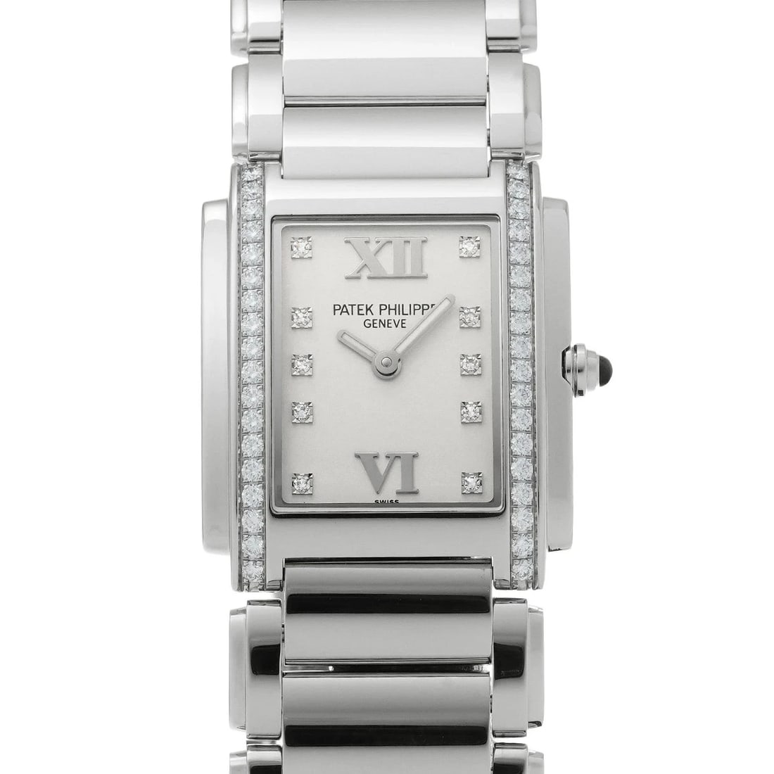 PATEK PHILIPPE STAINLESS STEEL WATCH: PATEK PHILIPPE Stainless steel watch Brand: PATEK PHILIPPE Type/Style: Wristwatch Material: Case Material Stainless steel Color: Dial Color Silver/Diamond Size: Case: Height/26mm Width/25mm Wrist Circ
