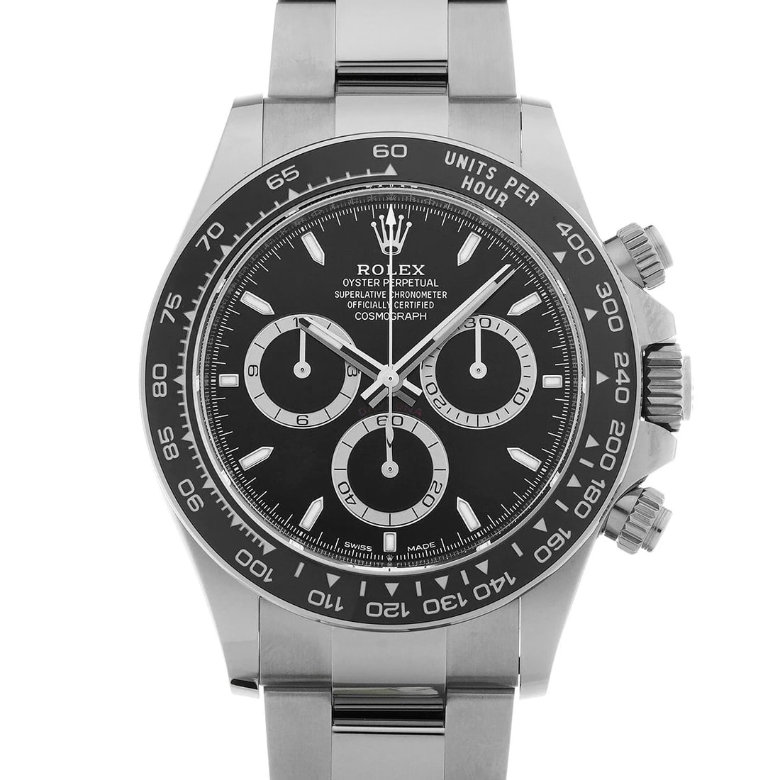ROLEX COSMOGRAPH DAYTONA STAINLESS STEEL WATCH: ROLEX Cosmograph Daytona Stainless steel watch Brand: ROLEX Type/Style: Wristwatch Material: Case Material Stainless steel Color: Dial Color black Size: Case: Length/40mm Width/40mm Wrist Circumferenc