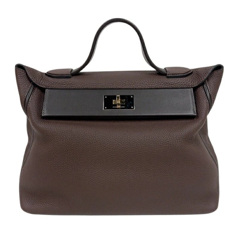 HERMES 35 BAG HANDBAG TOGO SWIFT LEATHER: Hermes 35 Bag Handbag Togo Swift Leather Brand: Hermes Type/Style: Bag Material: Exterior Material Togo Leather / Swift Leather Color: Exterior Color Chocolate Hardware: Silver / Gold Size: Height: 8.