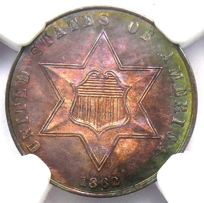 1862 THREE CENT SILVER COIN 3CS (1 of 3)