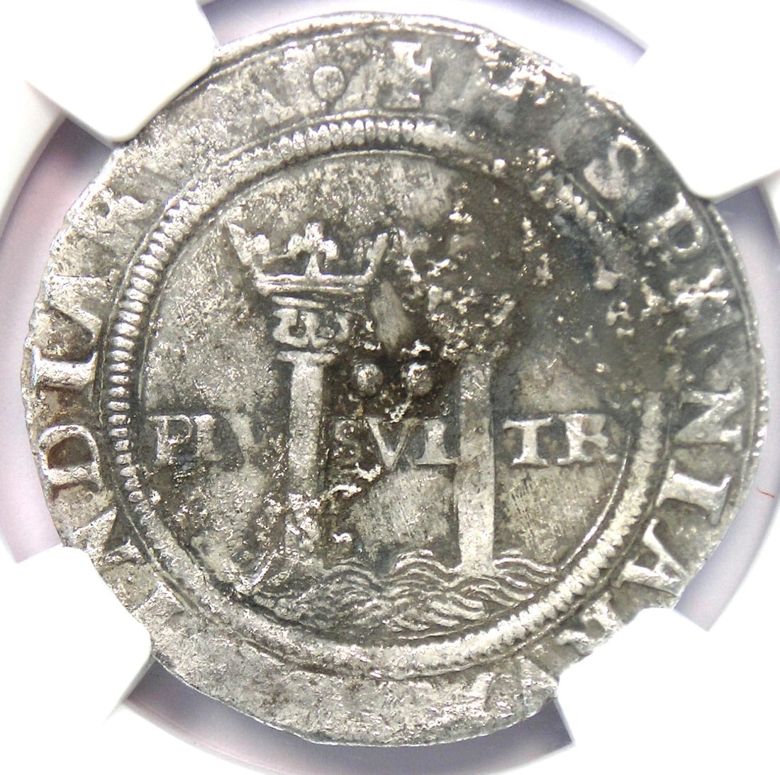 1542-48 MEXICO 2 ES 2R - RARE GOLDEN FLEECE SHIPWRECK COIN (1 of 2)