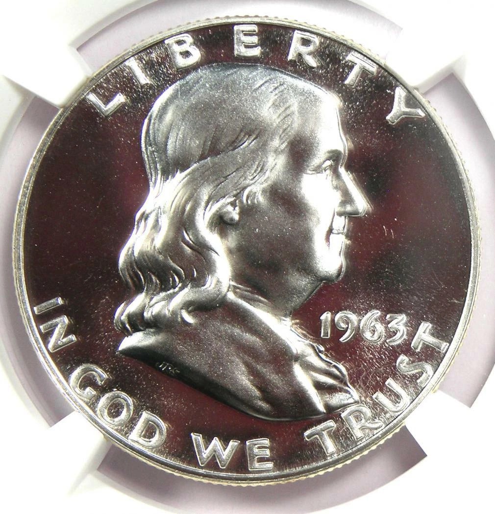 1963 PROOF FRANKLIN HALF DOLLAR 50C COIN: 1963 PROOF Franklin Half Dollar 50C Coin Year : 1963 Denomination : 50C Country of Origin : United States Accessories: None Accessories Notice: When purchasing pre-owned goods, please refer to the pho
