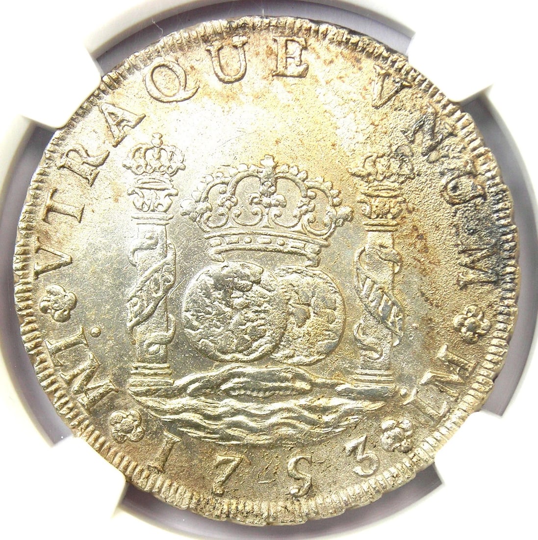 1753 PERU PILLAR DOLLAR 8 ES COIN: 1753 Peru Pillar Dollar 8 es Coin Year : 1753 Denomination : 8 es Country of Origin : Peru Accessories: None Accessories Notice: When purchasing pre-owned goods, please refer to the photos of the item