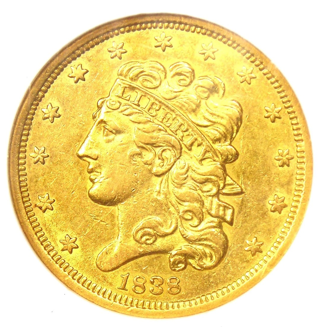 1838 CLASSIC GOLD HALF EAGLE $5 COIN (1 of 2)