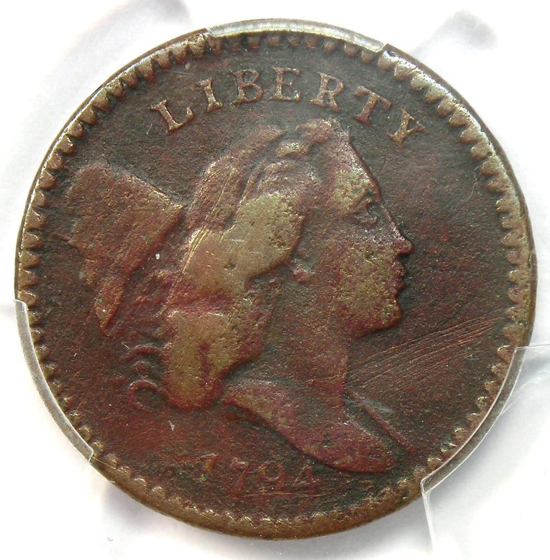 1794 LIBERTY CAP FLOWING HAIR HALF CENT COIN (1 of 4)