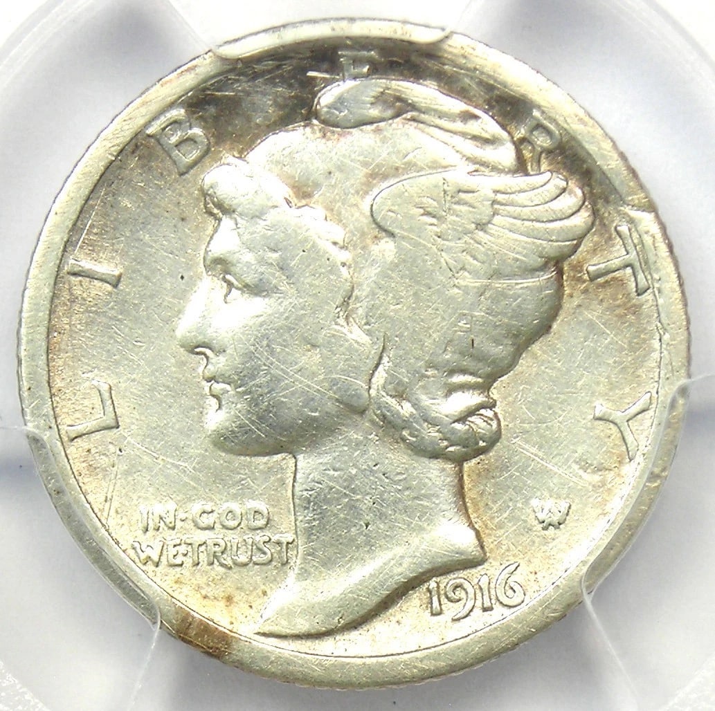 1916-D MERCURY DIME 10C COIN: 1916-D Mercury Dime 10C Coin Year : 1916 Denomination : 10C Country of Origin : United States Accessories: None Accessories Notice: When purchasing pre-owned goods, please refer to the photos of the i