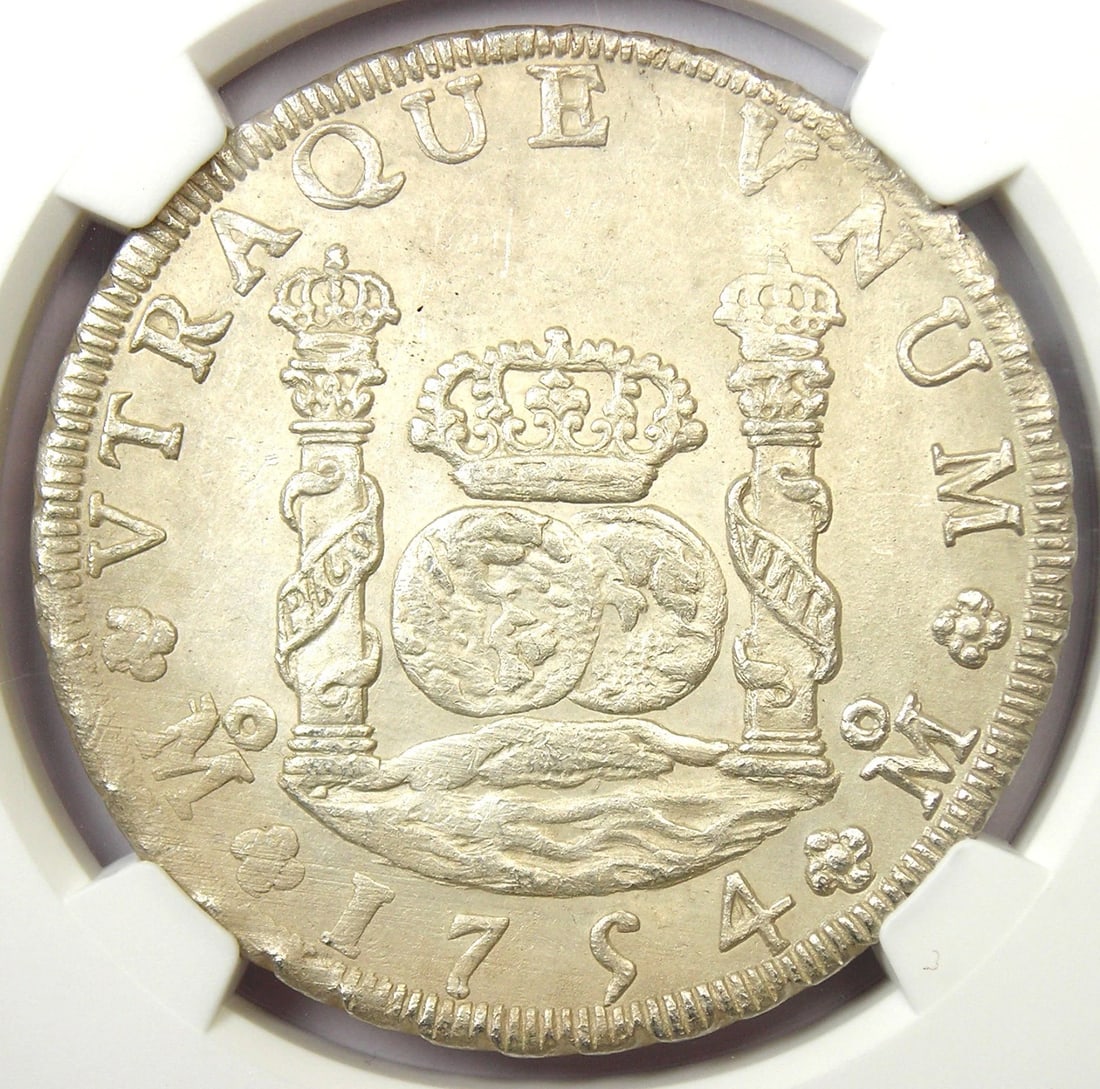1754 MEXICO SILVER PILLAR DOLLAR 8 ES COIN (1 of 3)