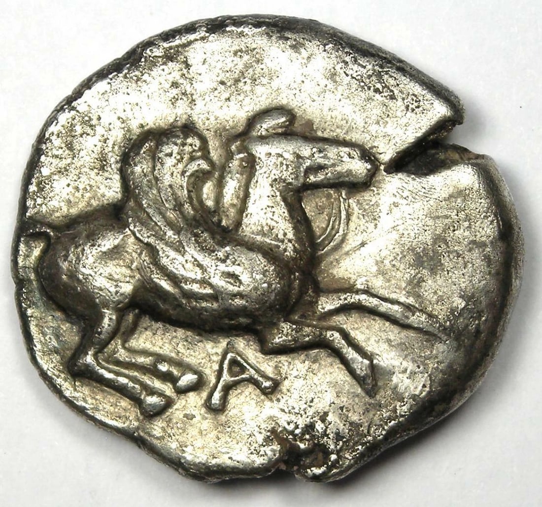 EPIRAS AMBRAKIA AR SILVER STATER 460 BC PEGASUS AND ATHENA COIN (1 of 5)
