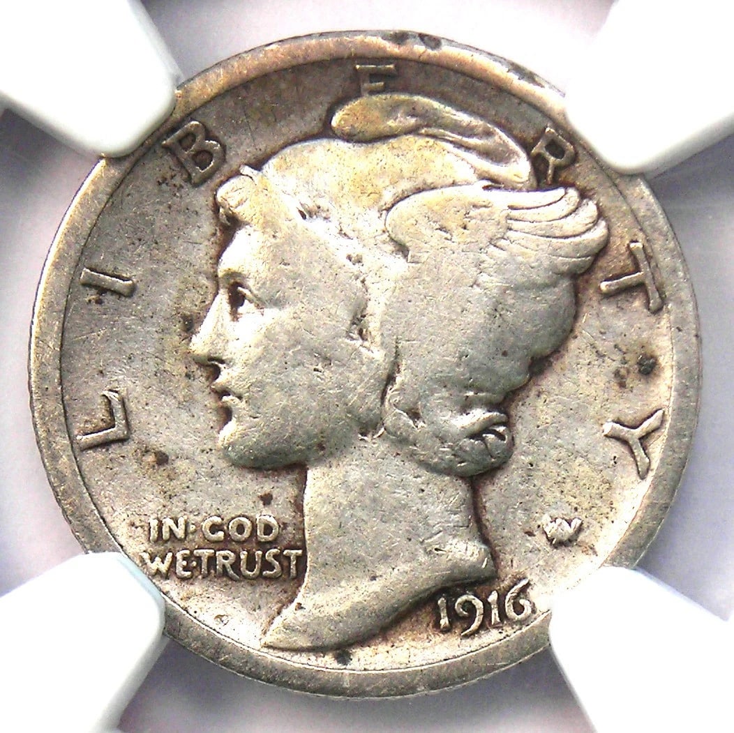 1916-D MERCURY DIME 10C COIN (1 of 2)