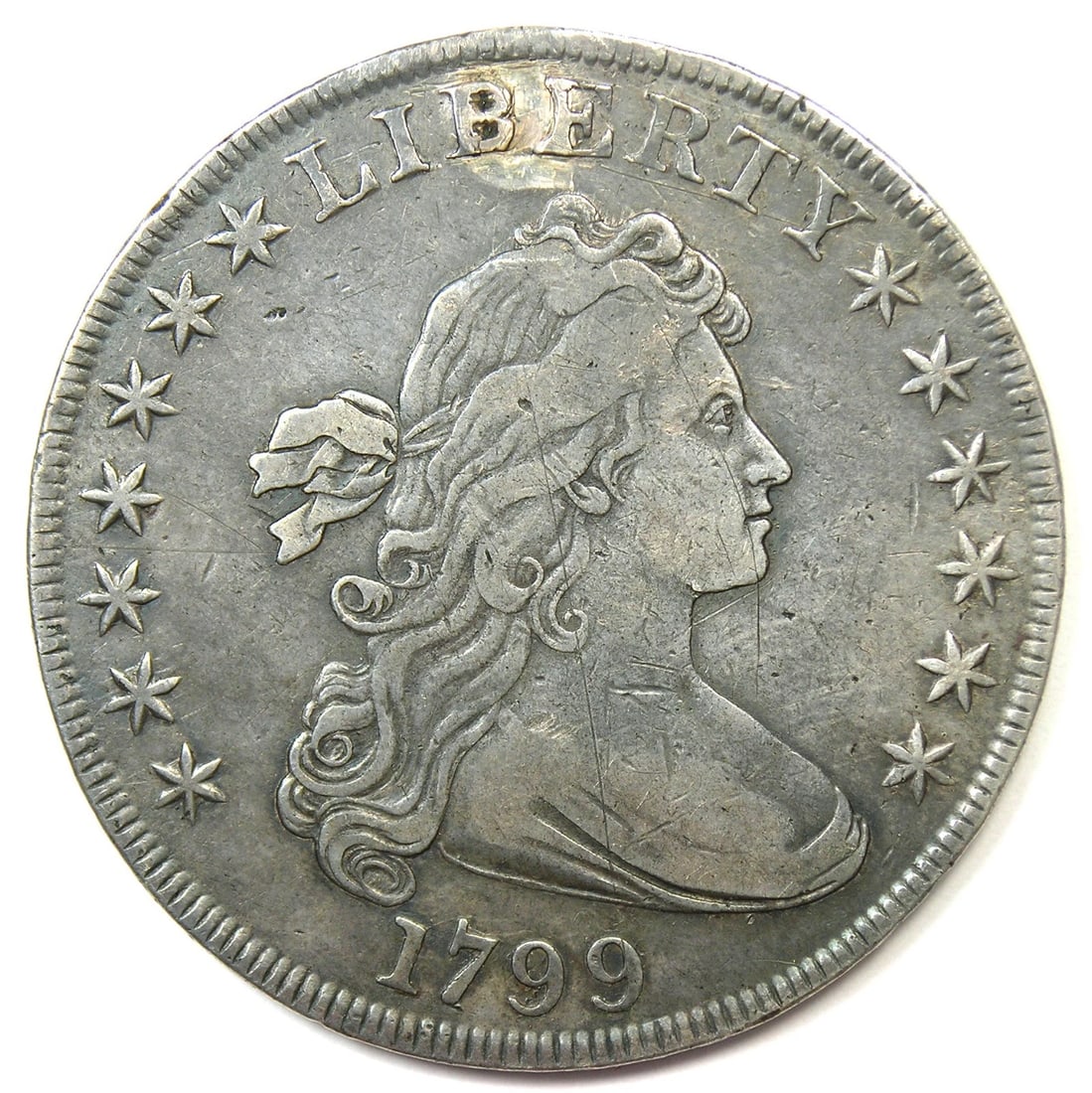 1799 DRAPED BUST SILVER DOLLAR $1 COIN (1 of 2)