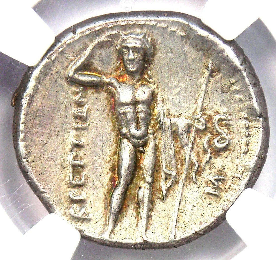 BRUTTIUM, THE BRETTII AR DRACHM SILVER COIN (1 of 2)