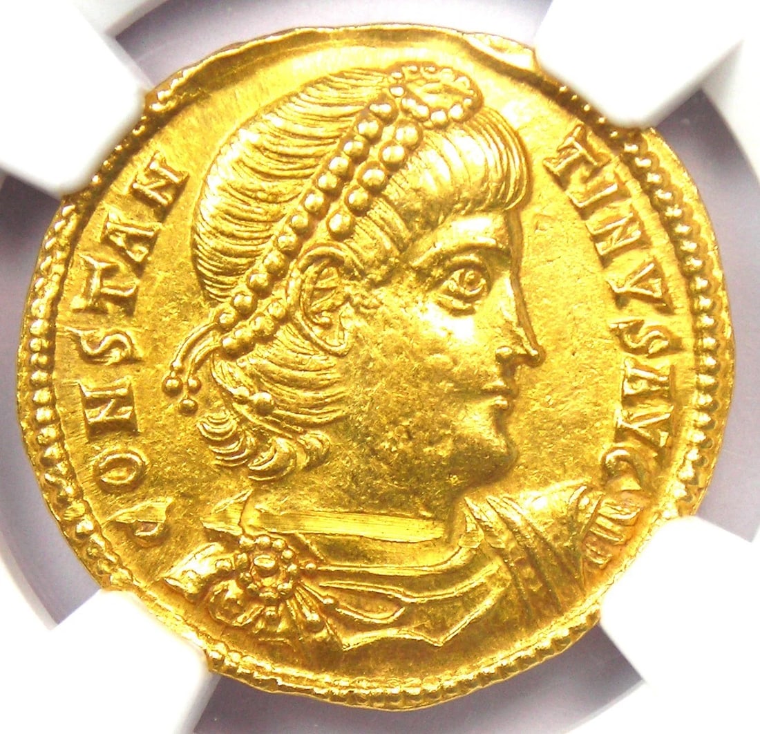 CONSTANTINE II AV SOLIDUS GOLD ROMAN COIN (1 of 4)