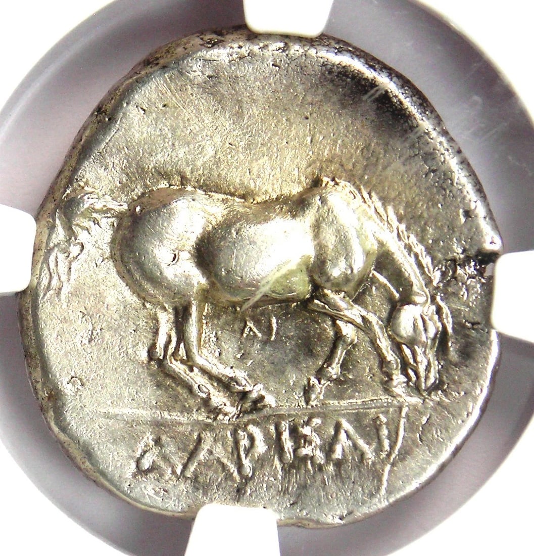 THESSALY LARISSA AR DRACHM HORSE SILVER COIN: Thessaly Larissa AR Drachm Horse Silver Coin Year : 300 BC Denomination : Drachm Country of Origin : Greece Accessories: None Accessories Notice: When purchasing pre-owned goods, please refer to the