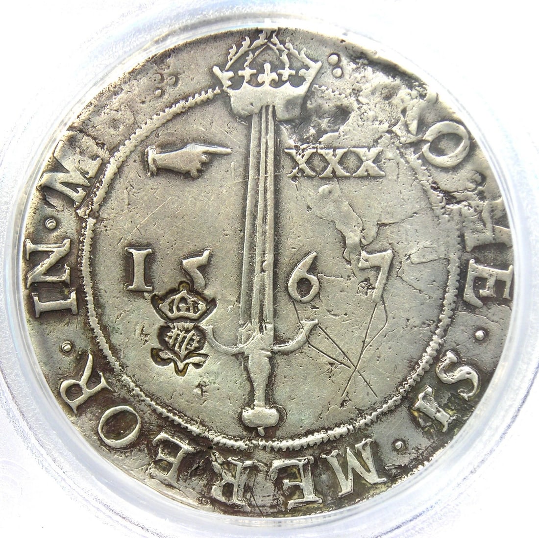 1567 SCOTLAND JAMES VI SWORD CROWNED (1 of 2)