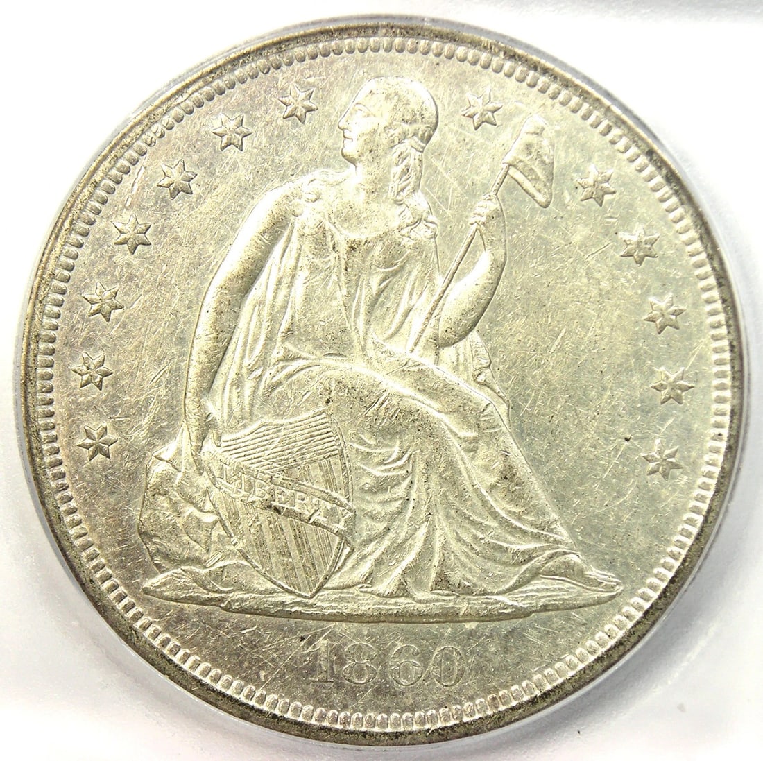 1860-O SEATED LIBERTY SILVER DOLLAR $1 COIN (1 of 4)