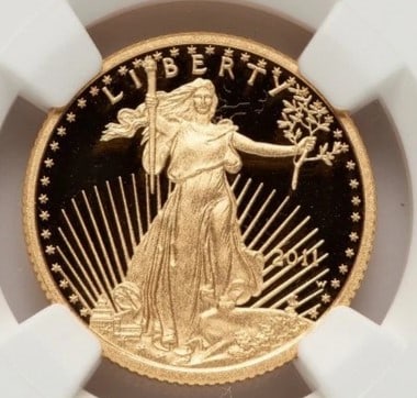 2011-W PROOF GOLD EAGLE 1/4 OZ RED BOOK: 2011-W Proof Gold Eagle 1/4 oz Red Book Year: 2011 Composition: GOLD Denomination: $10 Country of Origin: United States Accessories: None Accessories Notice: When purchasing pre-owned goods, please