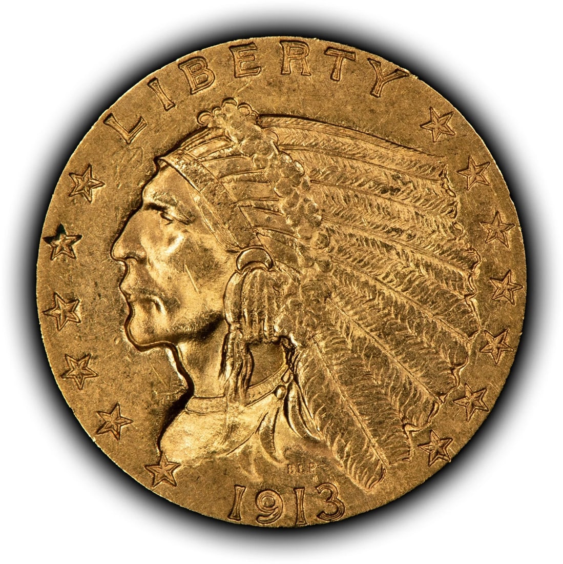 1913 G$2.50 INDIAN HEAD GOLD QUARTER EAGLE: 1913 G$2.50 Indian Head Gold Quarter Eagle Brand/Mint: U.S. Mint Year: 1913 Fineness: 0.9 Country of Origin: United States Accessories: None Accessories Notice: When purchasing pre-owned goods, ple