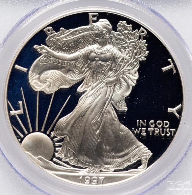 1997-P PROOF SILVER EAGLE 1 OZ BLUE GRADIENT (1 of 2)