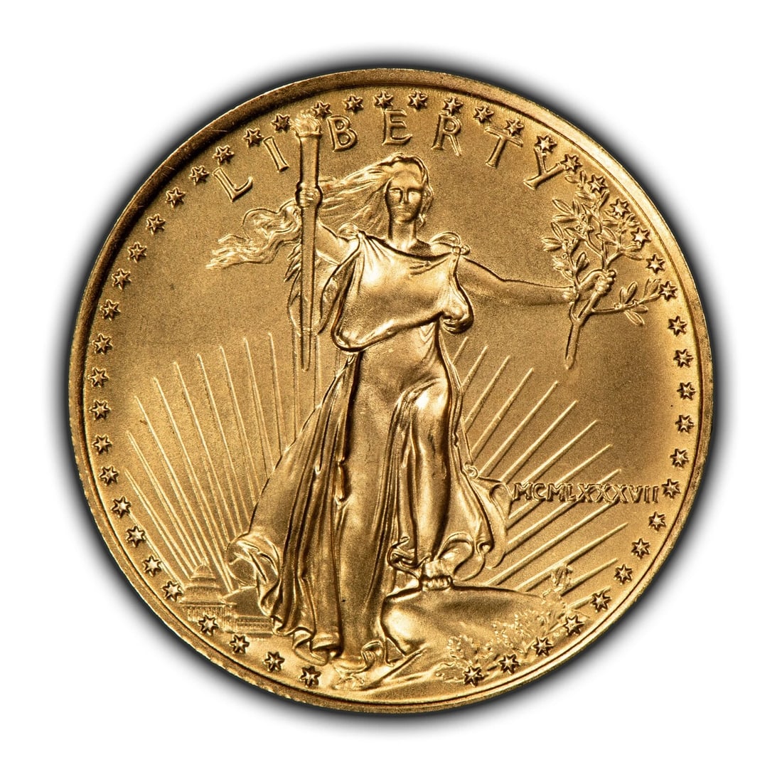 1987 G$10 1/4 OZ GOLD AMERICAN EAGLE - FRESH BU LOW MINTAGE (1 of 2)