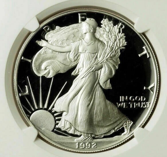 1992-S AMERICAN SILVER EAGLE UCAM MERCANTI SIGNED (1 of 2)