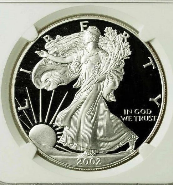 2002-W AMERICAN SILVER EAGLE UCAM MERCANTI SIGNED - 2