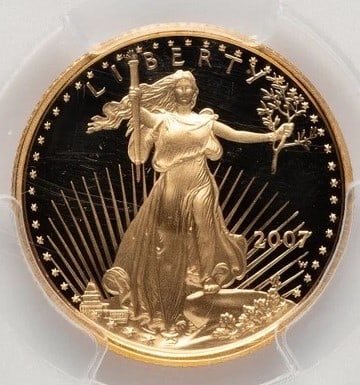 2007-W PROOF GOLD EAGLE 1/4 OZ BLUE GRADIENT: 2007-W Proof Gold Eagle 1/4 oz Blue Gradient Year: 2007 Composition: GOLD Denomination: $10 Country of Origin: United States Accessories: None Accessories Notice: When purchasing pre-owned goods, p